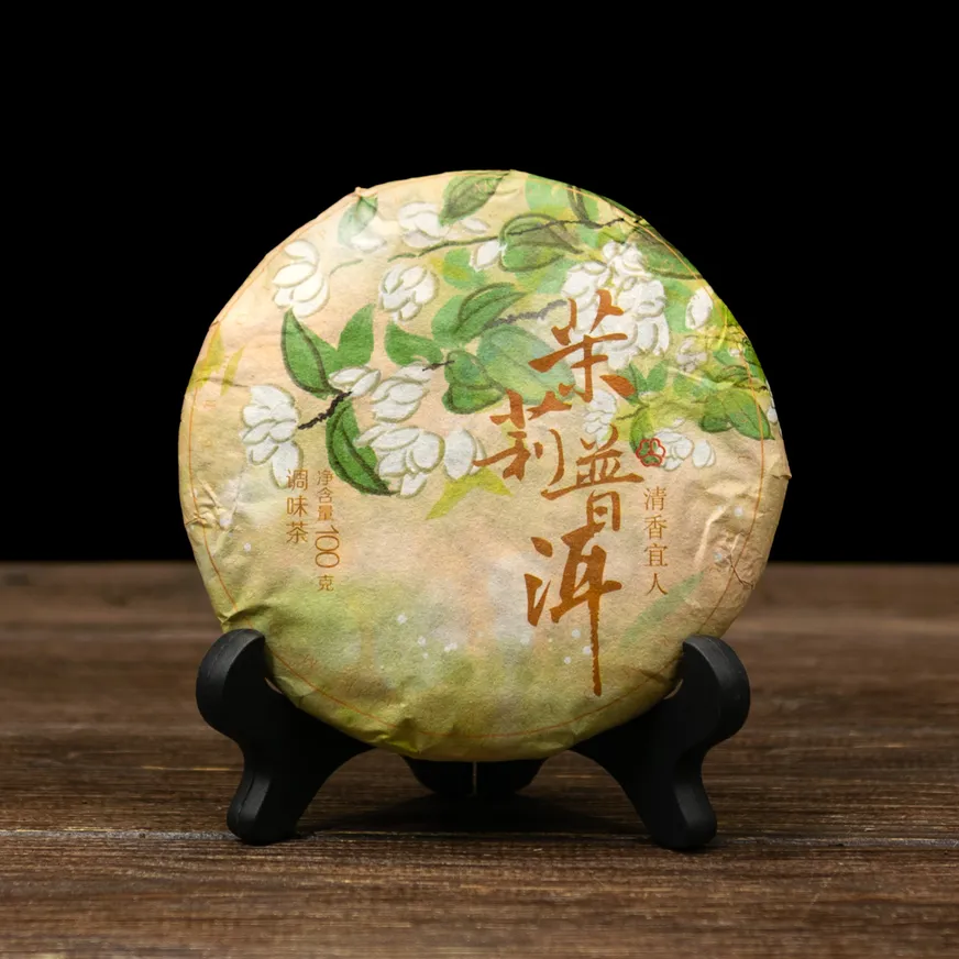 Шу Пуер з жасмином 100 грам 2024 рік, Фото Шу Пуер з жасмином 100 грам 2024 рік, Картинка